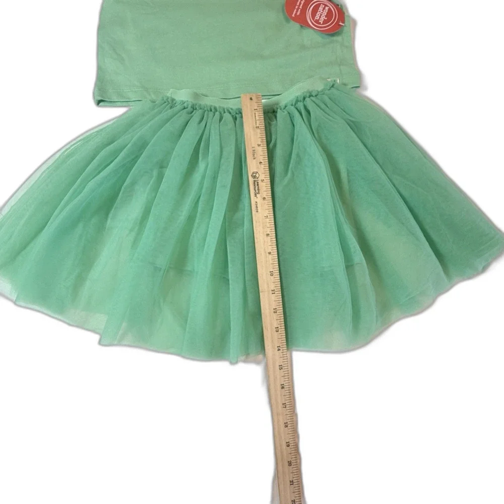 Wonder Nation Girls Green 2 Piece Set Tee & Fluffy Tutu Skirt Size 7 NWT